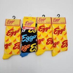 Eggo Waffles Funny Men's Novelty Crew Socks Shoe 6-12‎ Fun Breakfast Food Lot -4